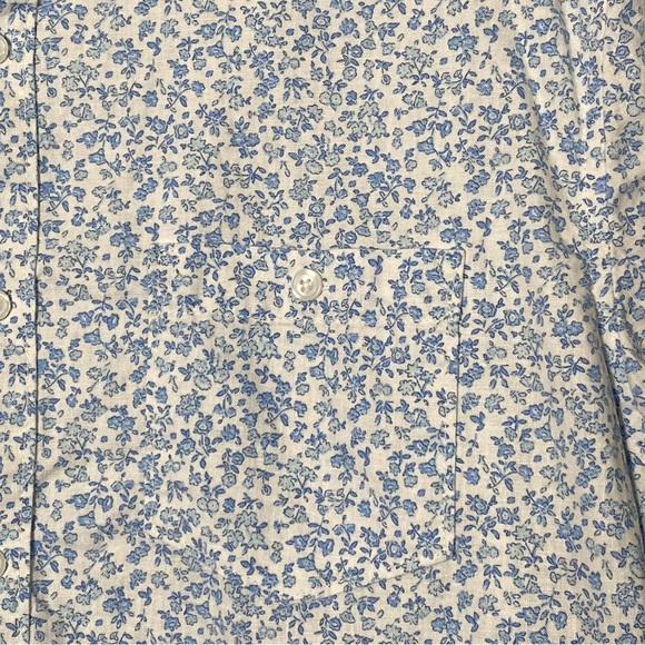 Hope & Henry Blue Floral Linen Blend Casual Button Up Shirt Boys Size Large - Picture 13 of 15